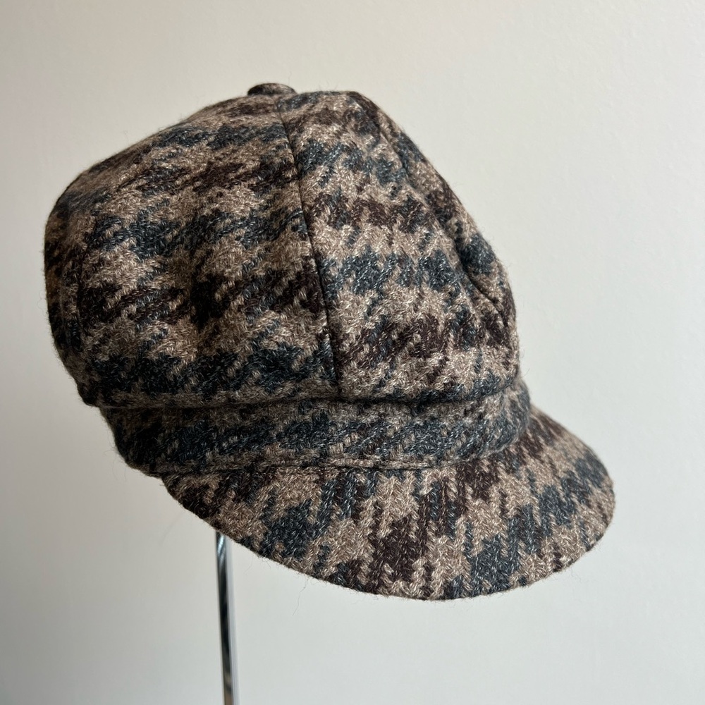 MJM Since 1829 Italian Virgin‎ Wool Houndstooth Newsboy Cap - Picture 2 of 10